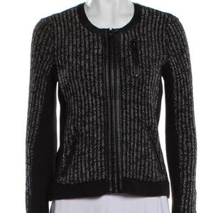 rag & bone Knit Zip Jacket with Leather Trim | Large